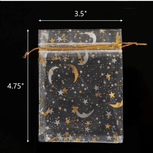 SHEER ORGANZA BAG GOLD FOIL CELESTIAL 20CT- 3.5 x 4.7 inch - Picture 3 of 3